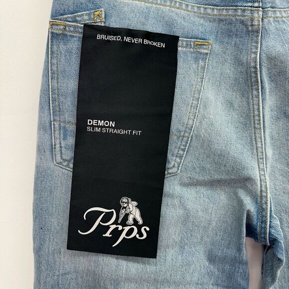 Prps Men’s Demon Peony Floral Embroidery Straight Leg Slim Fit Jean - Picture 11 of 16